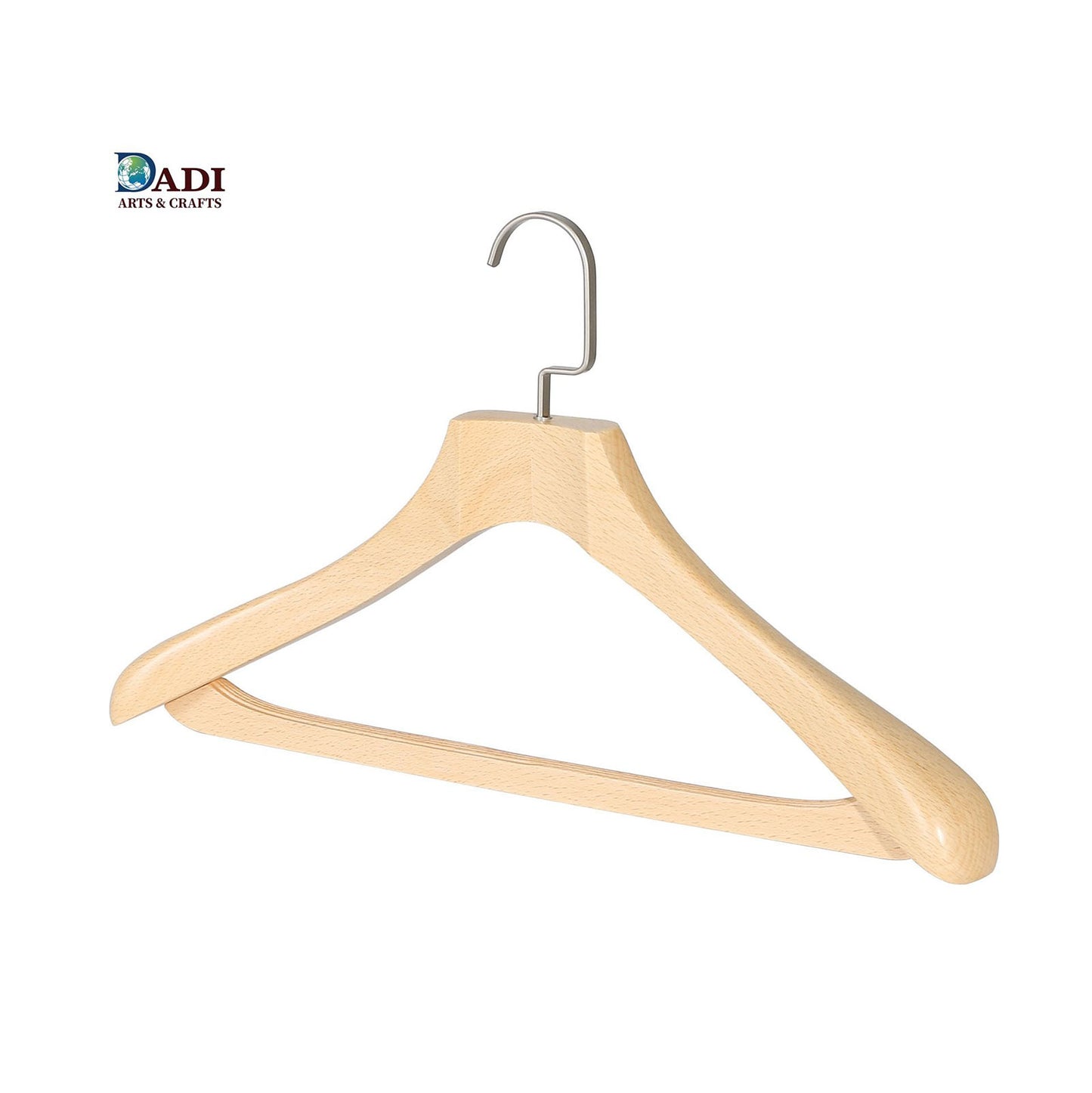 Solid Wooden Suit Hanger With Non-slip Trouser Bar Natural Color