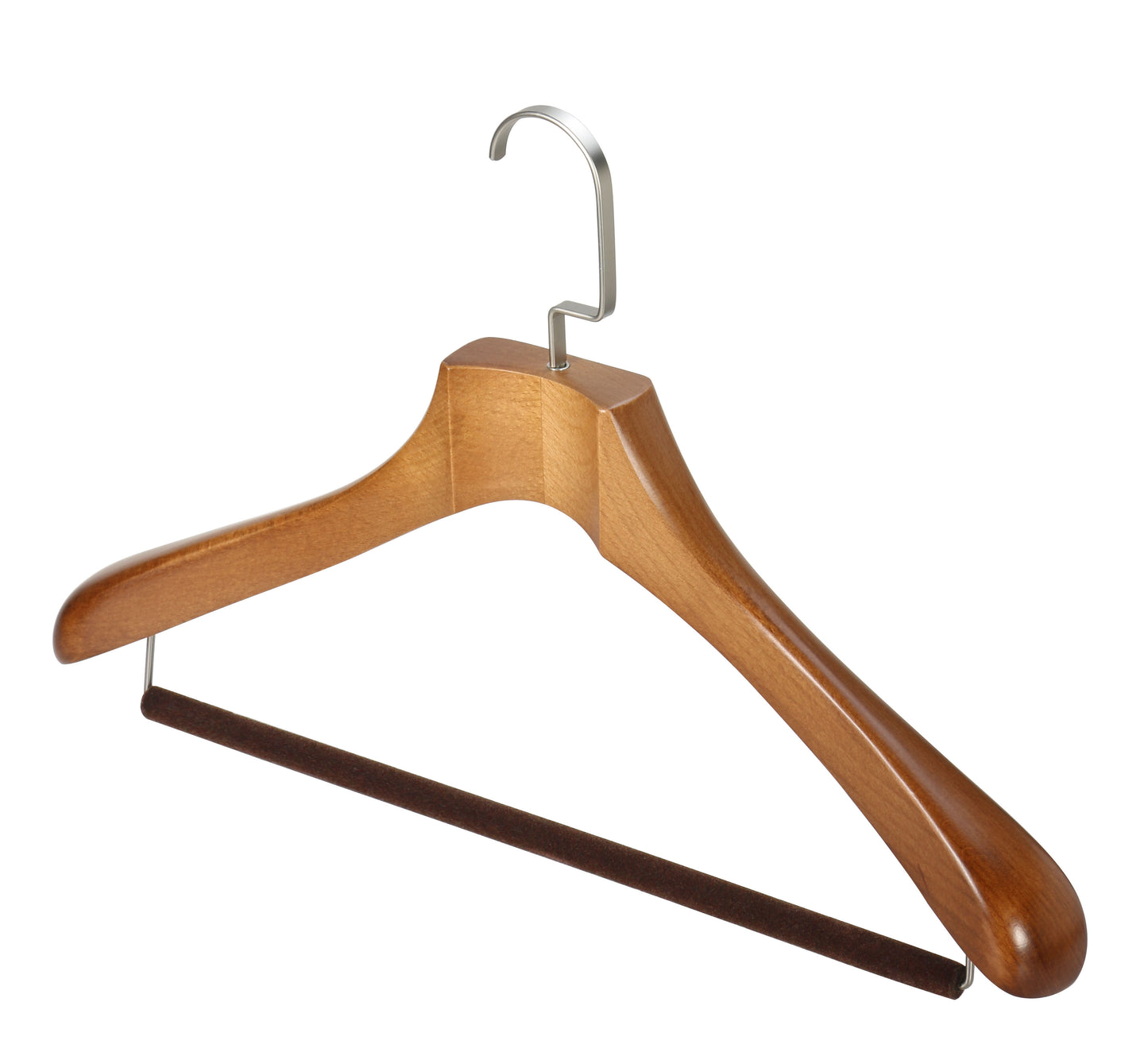 Top Quality Beech Wooden Hanger With Anti-slip Velvet Bar