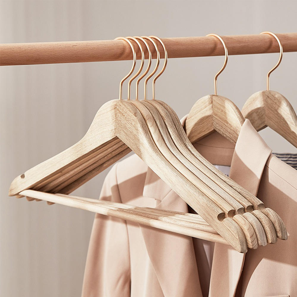 Top Quality Camphor Wooden Hanger with Trouser bar Anti-slip Notches