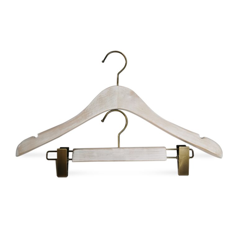 High Quality Wash White Color Lotus Wood Clothing Hanger