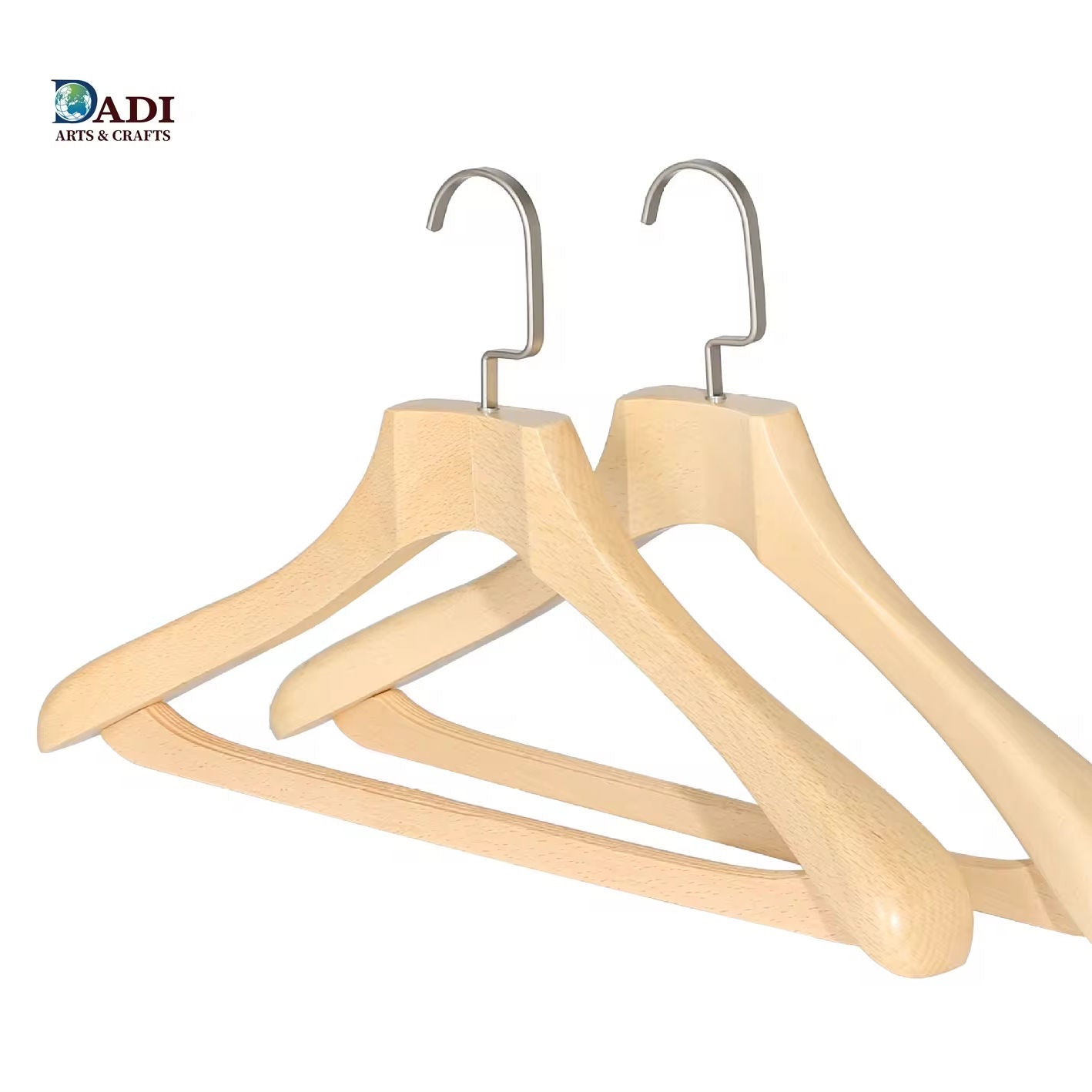 Solid Wooden Suit Hanger With Non-slip Trouser Bar Natural Color