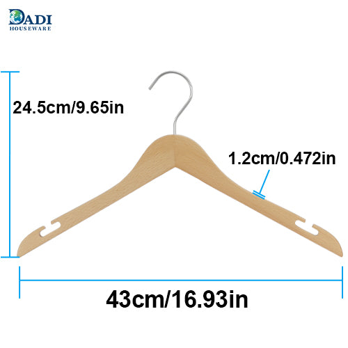 Beechwood top hanger with anti-slip notches