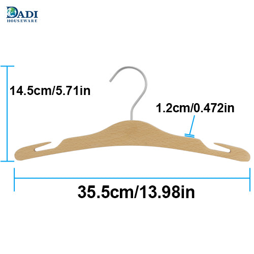Beechwood bra hanger with anti-slip notches