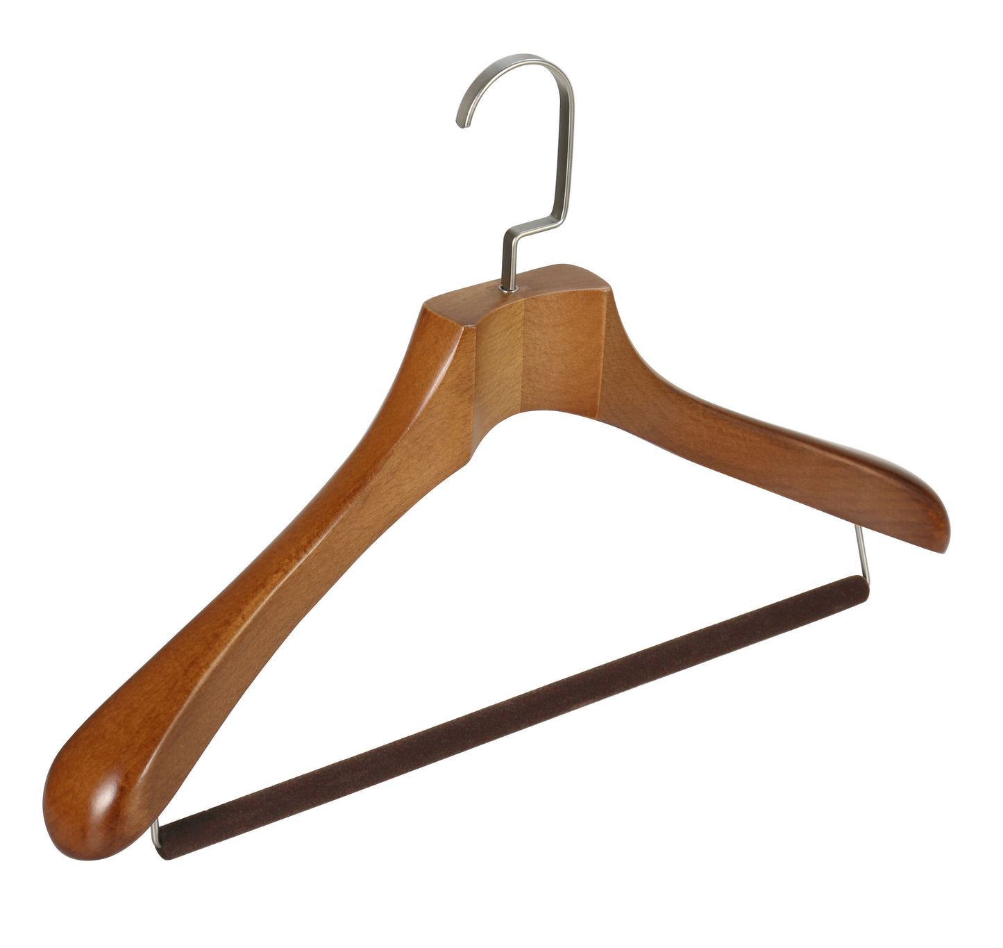Top Quality Beech Wooden Hanger With Anti-slip Velvet Bar