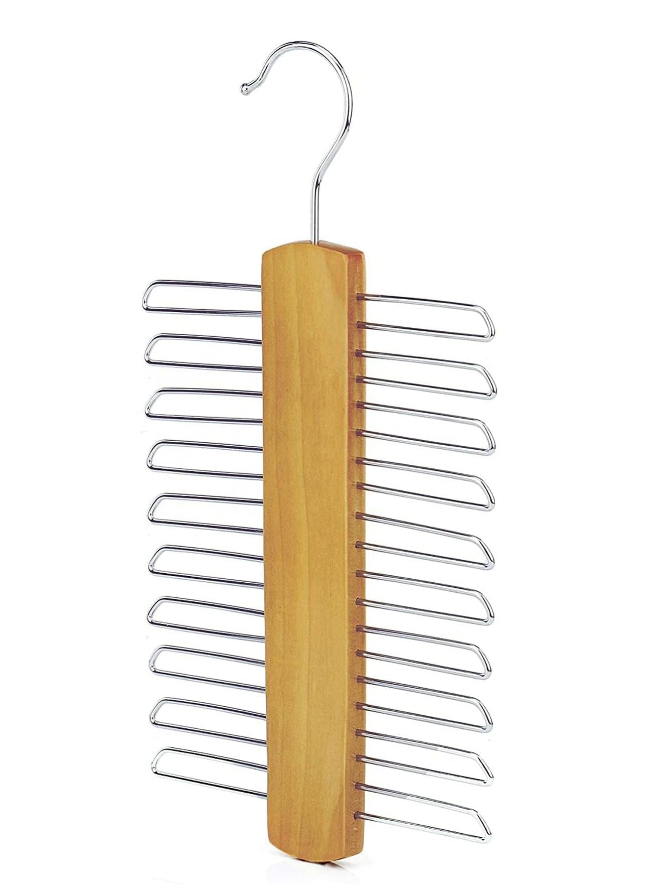Premium Non-Slip Wooden Tie Rack with 20 Hooks