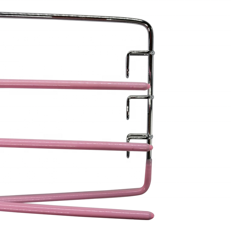 4 Layers Metal Pink Pants Hanger Rubberized Anti slip