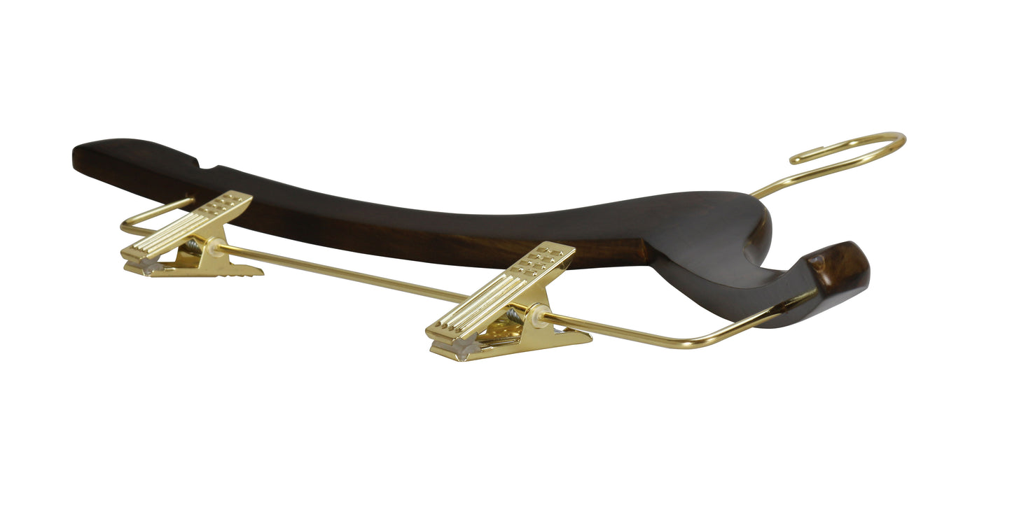 Wooden hangers wooden pants hangers with gold clips