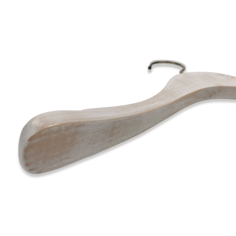 High Quality Wash White Color Lotus Wood Clothing Hanger
