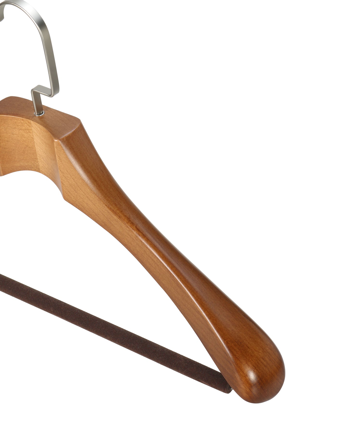 Top Quality Beech Wooden Hanger With Anti-slip Velvet Bar