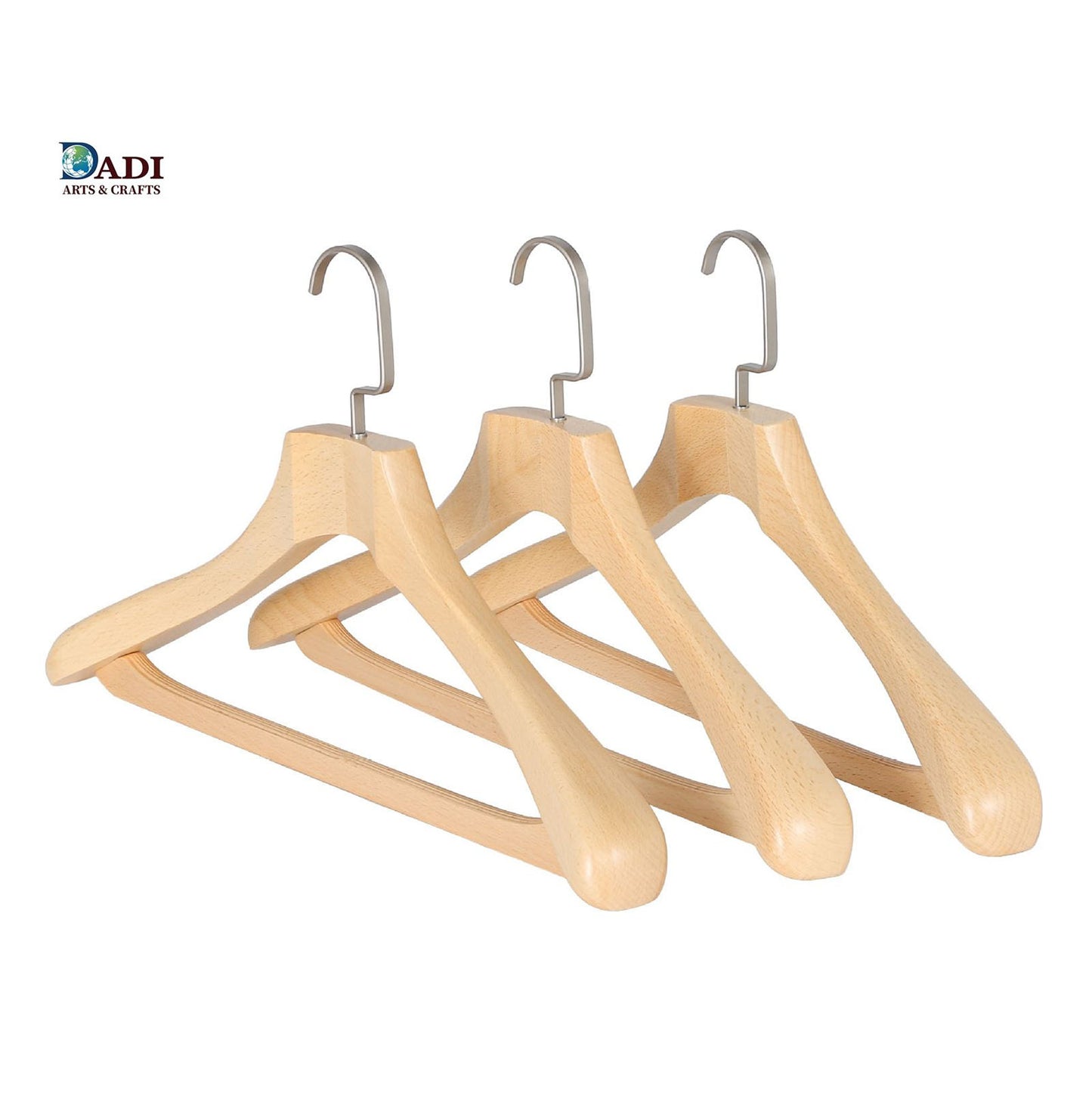 Solid Wooden Suit Hanger With Non-slip Trouser Bar Natural Color