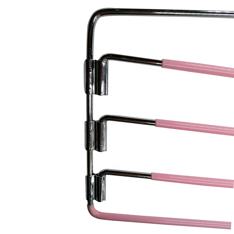 4 Layers Metal Pink Pants Hanger Rubberized Anti slip
