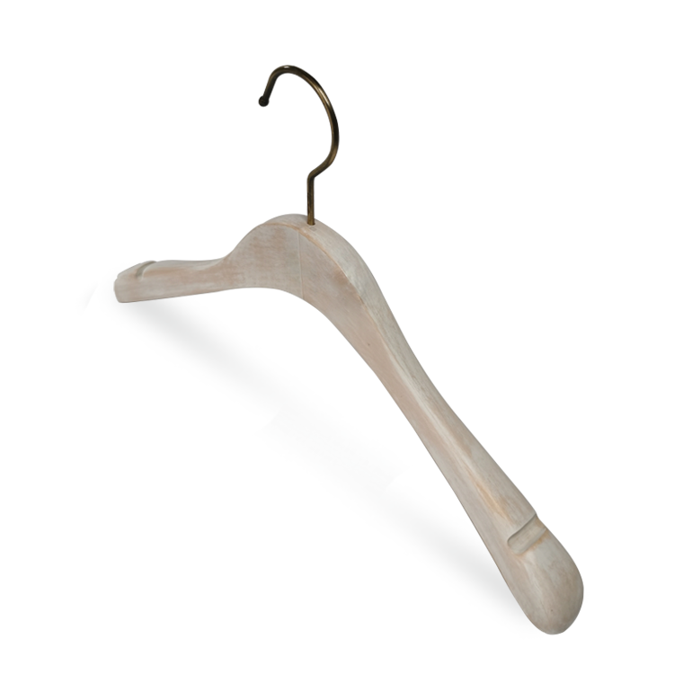 High Quality Wash White Color Lotus Wood Clothing Hanger