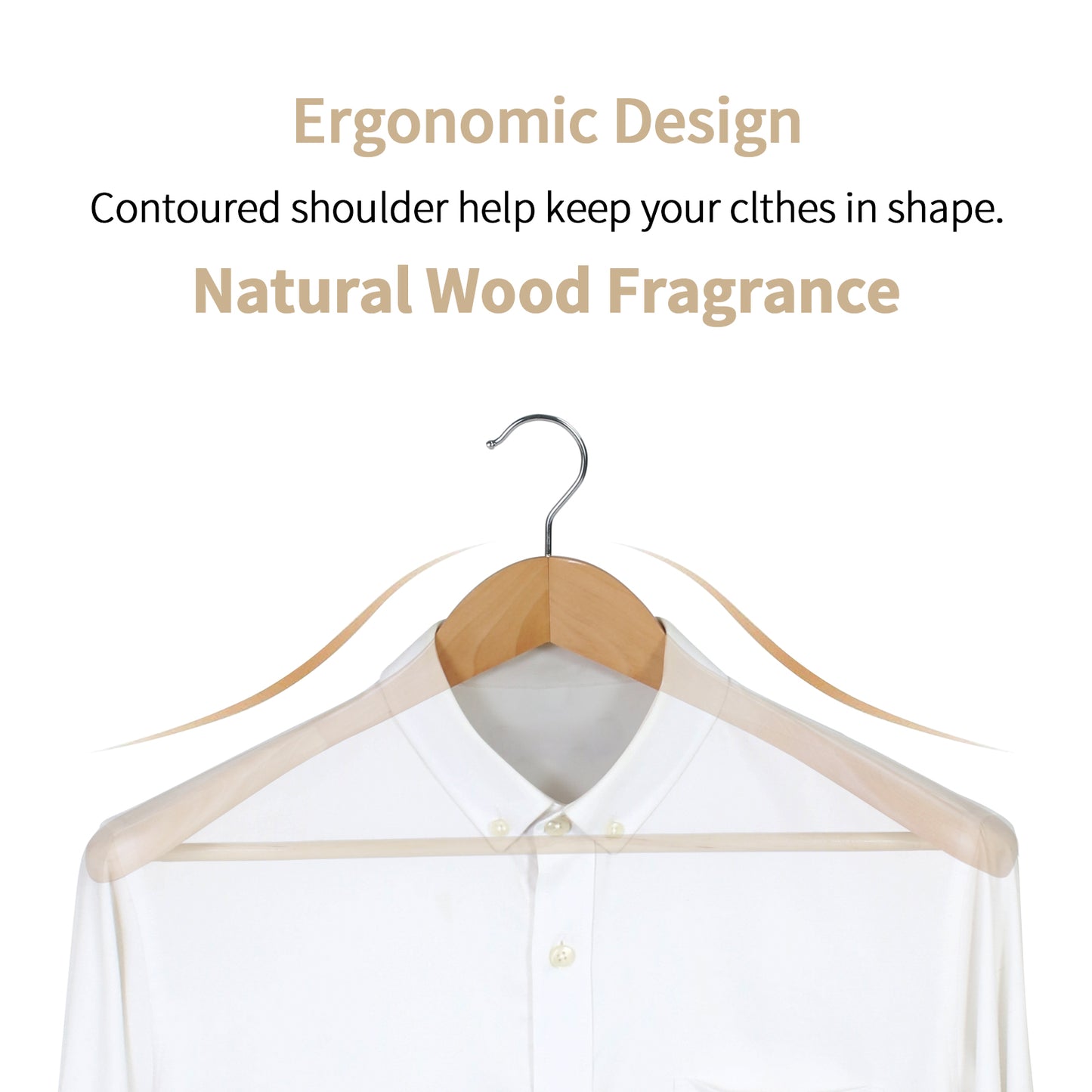 Luxury Extra Wide Shoulder Wooden Coat Hanger With Bar