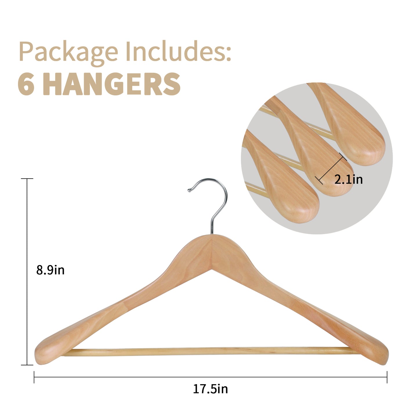 Luxury Extra Wide Shoulder Wooden Coat Hanger With Bar