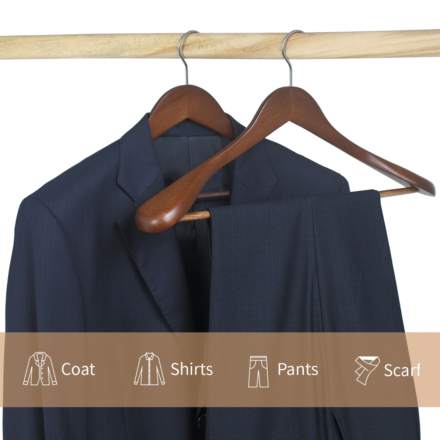 布のための注文の高級ブランドの木製のスーツのハンガーの木