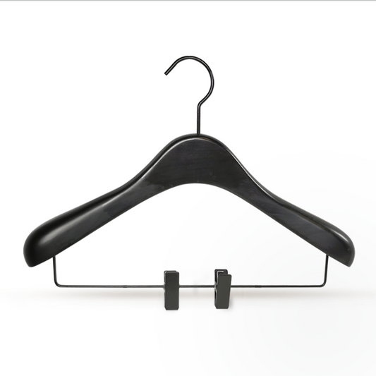 Luxury Black Color Big Coat Hanger with clips