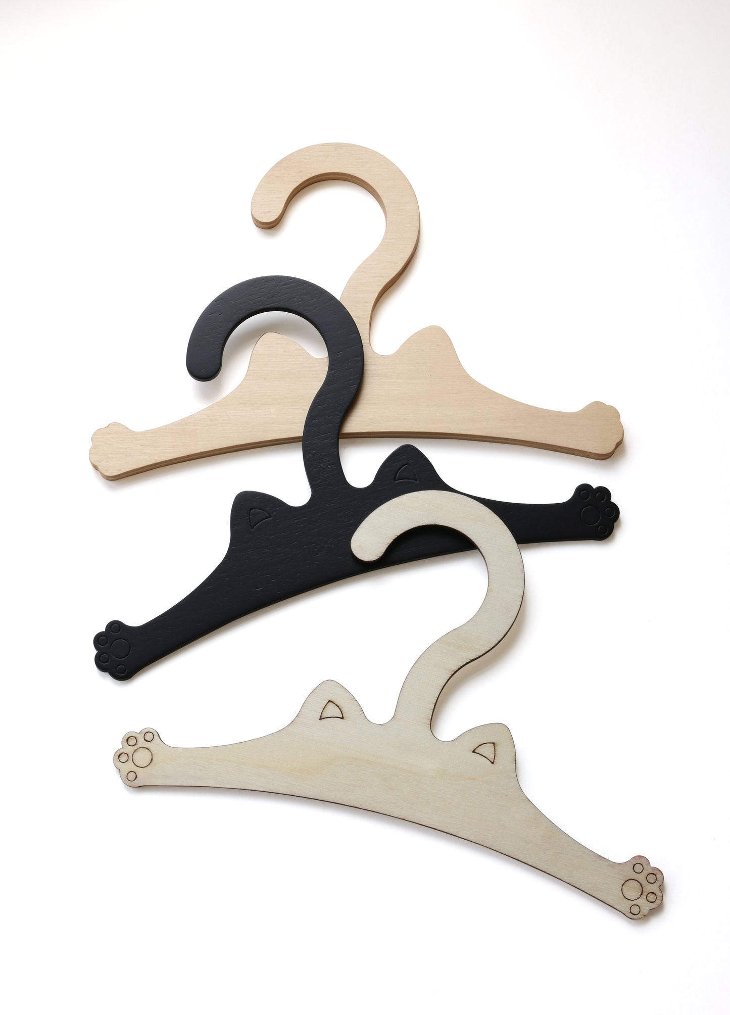 Black Cat Small Size Wooden Hangers for Pet Cloths Doll Clothes