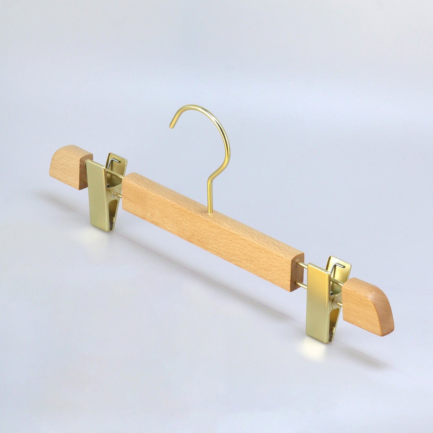 Beech Wood Bottom Hanger With Gold Color Clip