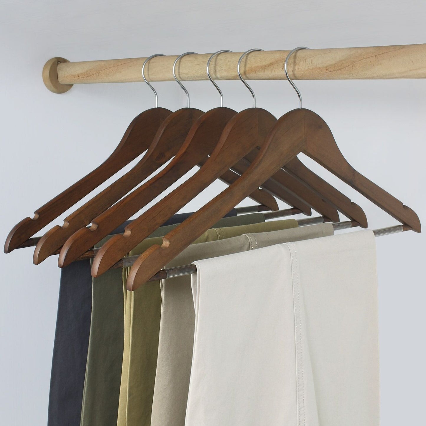 High-quality brown custom wooden hangers