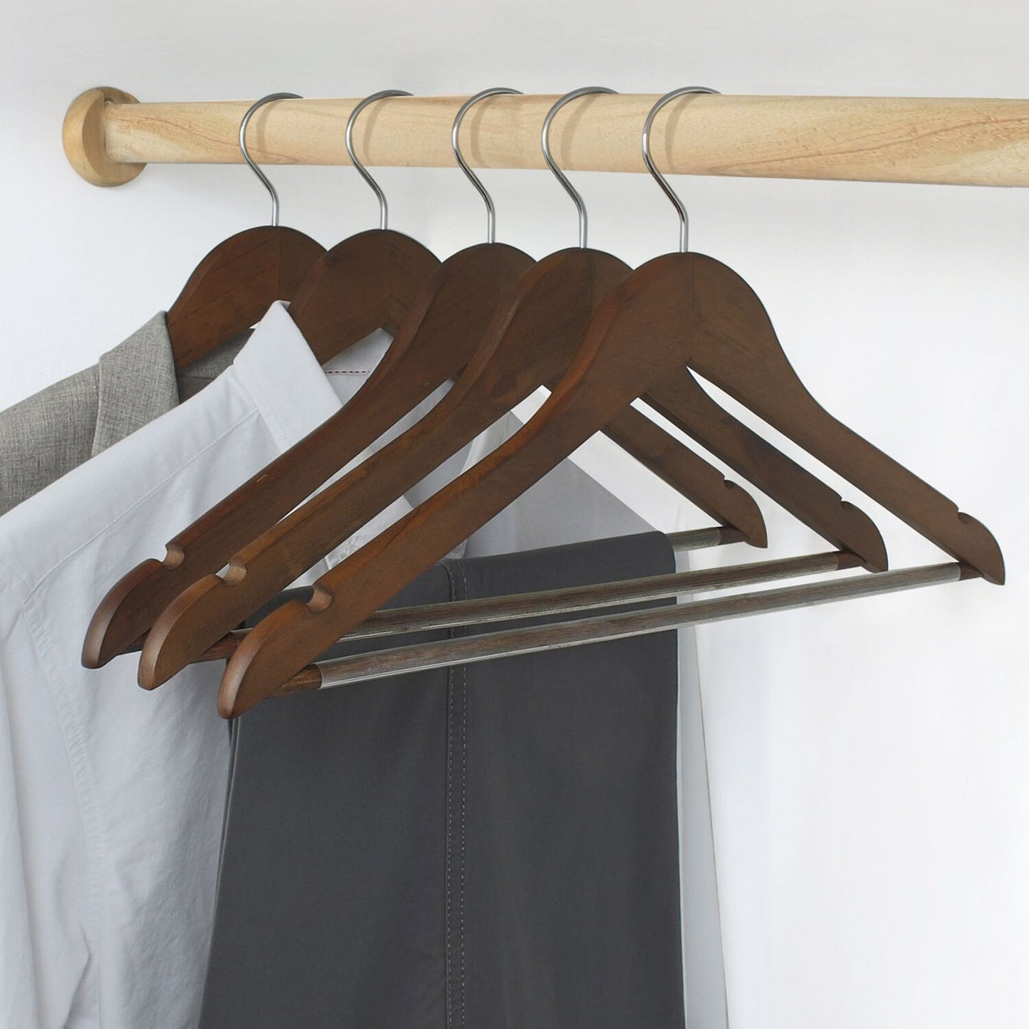 High-quality brown custom wooden hangers