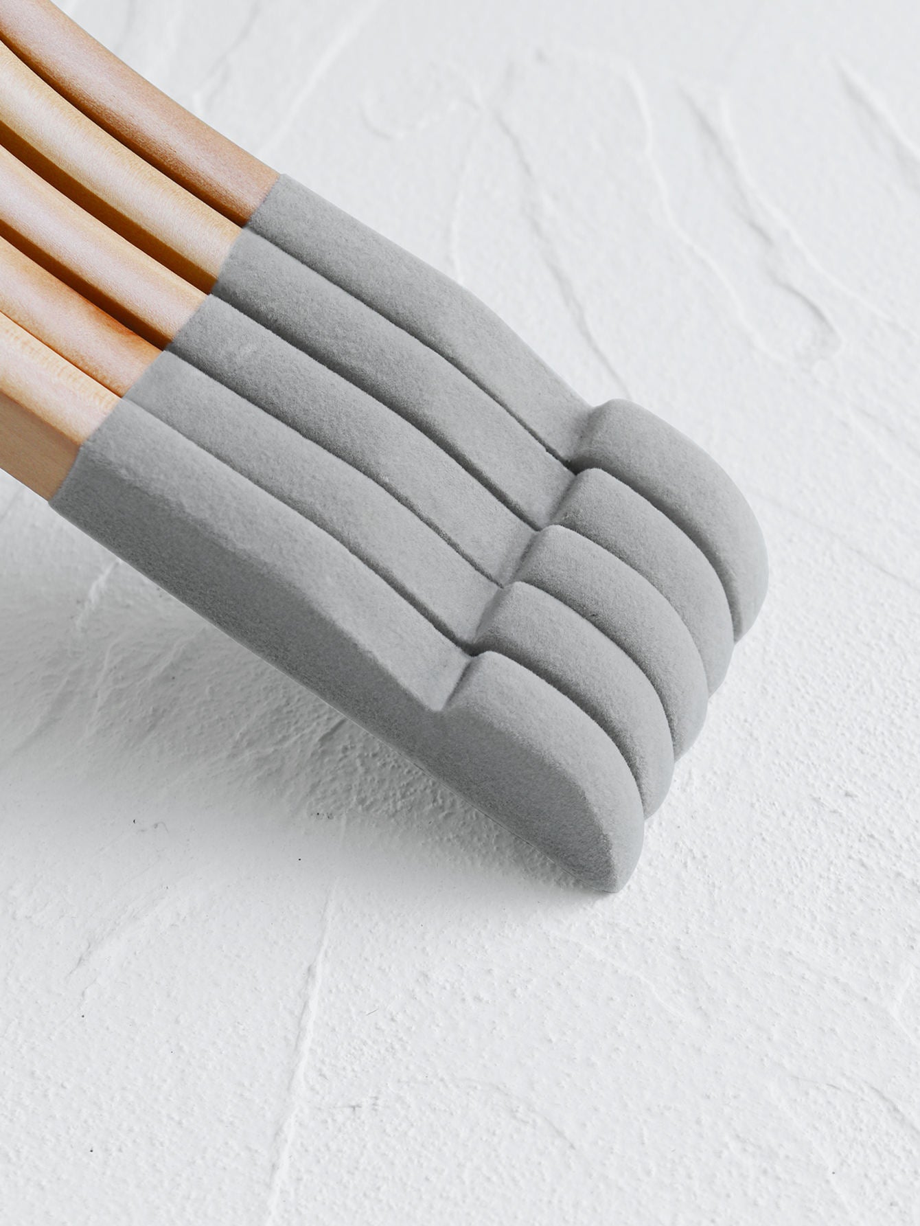 Natural wooden flocked shoulder anti-slip hanger