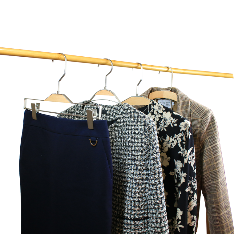 クリップ付きラグジュアリーメタルウッドパンツハンガー