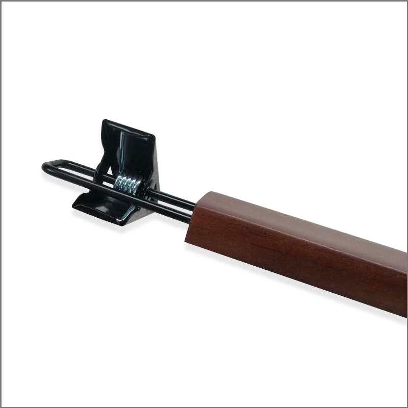 Walnut Finish Wooden Skirt Hanger With Clips