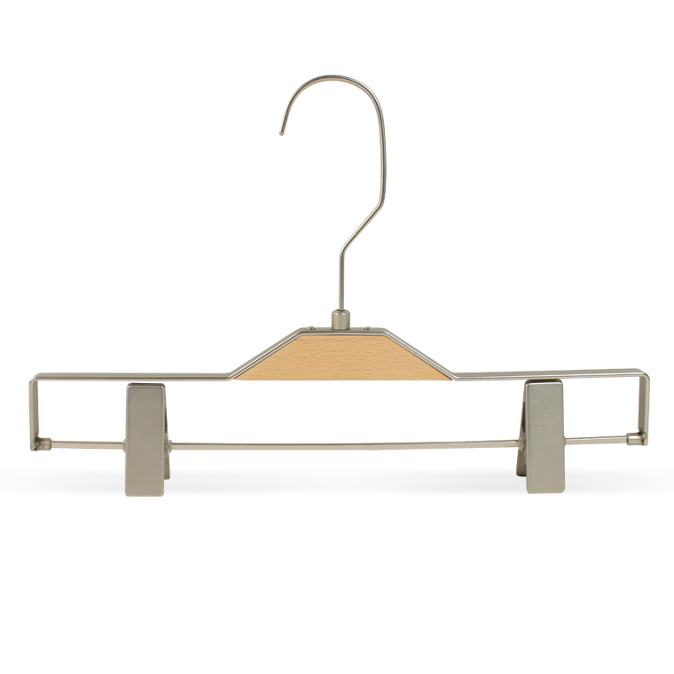 クリップ付きラグジュアリーメタルウッドパンツハンガー