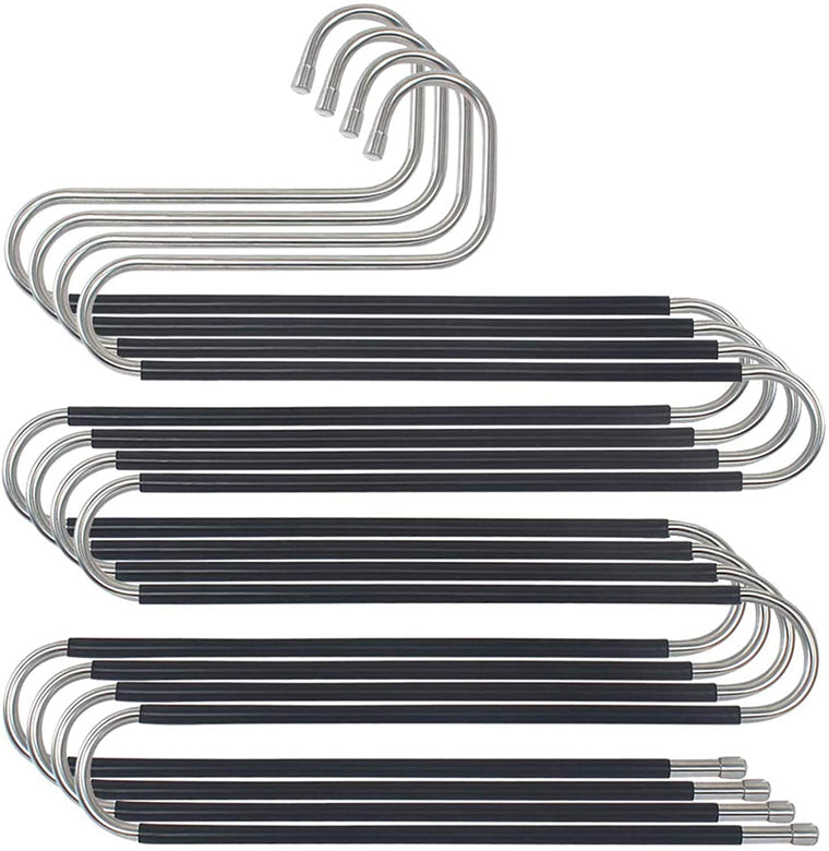 S-Shape Space Saving 5 layer Multifunction Heavy Metal pants Hangers