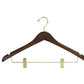 Wooden hangers wooden pants hangers with gold clips