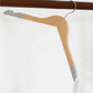 Natural wooden flocked shoulder anti-slip hanger