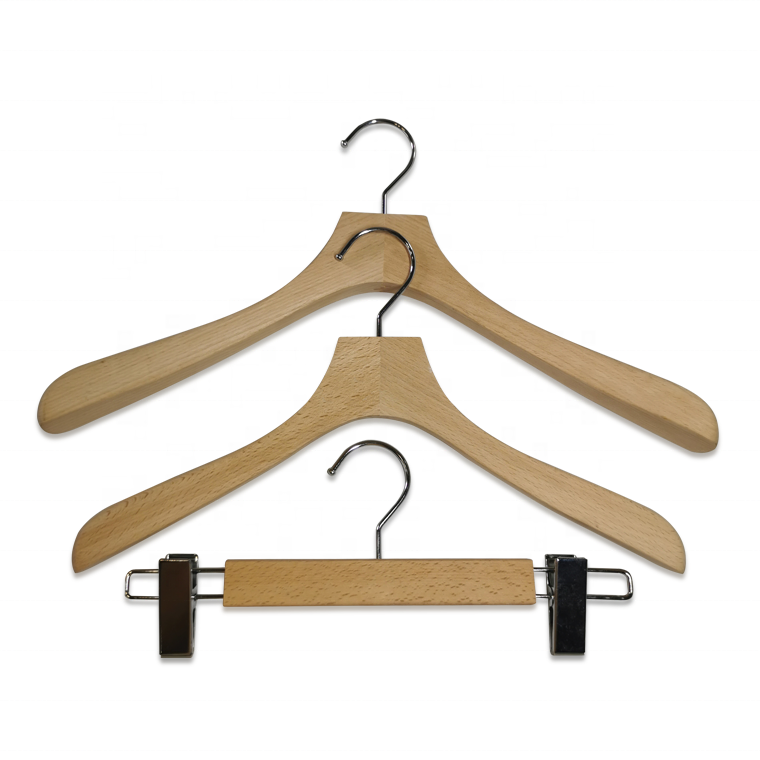 High Quality Beech Wooden Coat Hangers For Men's Clothing