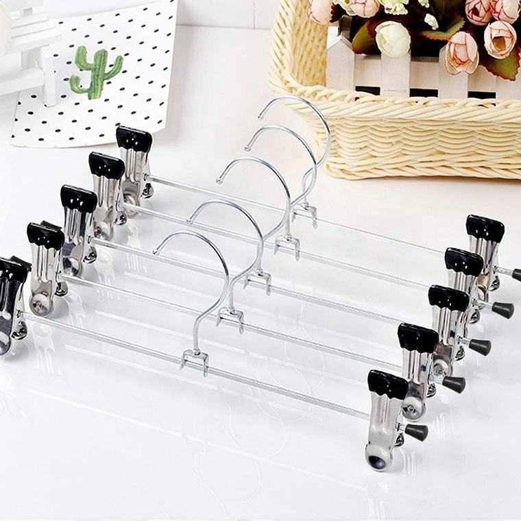 Functional Metal Hanger With Black PVC Covered Clips