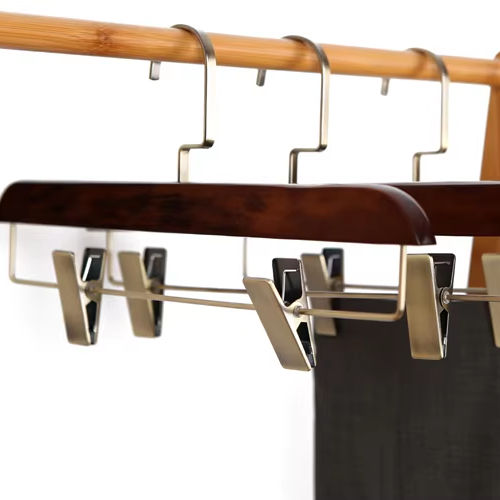 Solid Wooden Trousers Clips Pant Hanger
