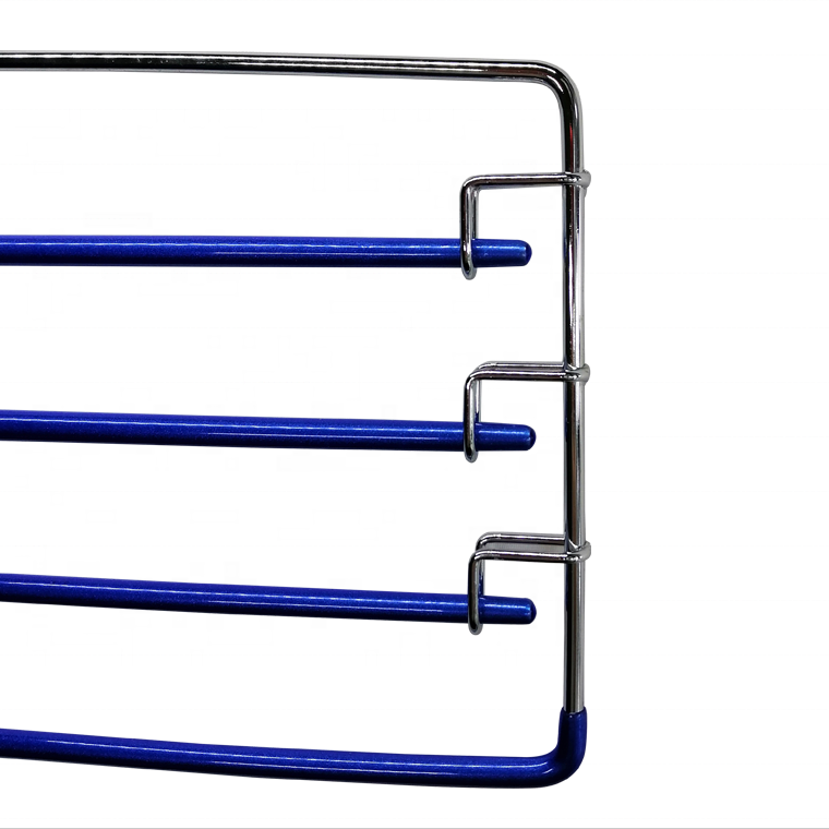 4 Layers Metal Blue Pants Hanger Rubberized Anti slip