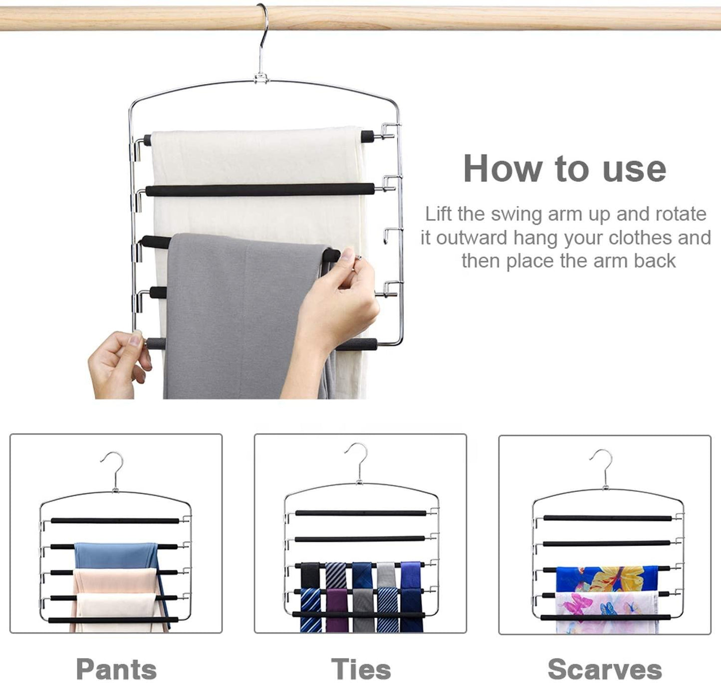 Multi Layers Metal Clothes Trouser Hangers with Foam Padded