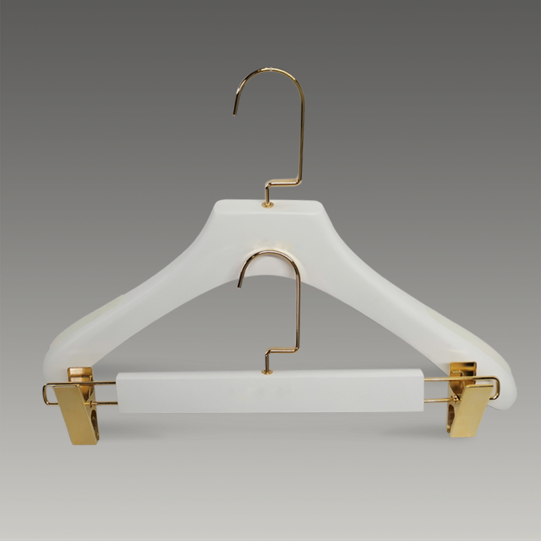 High Quality White Lotus Wood Wooden Pants Hanger