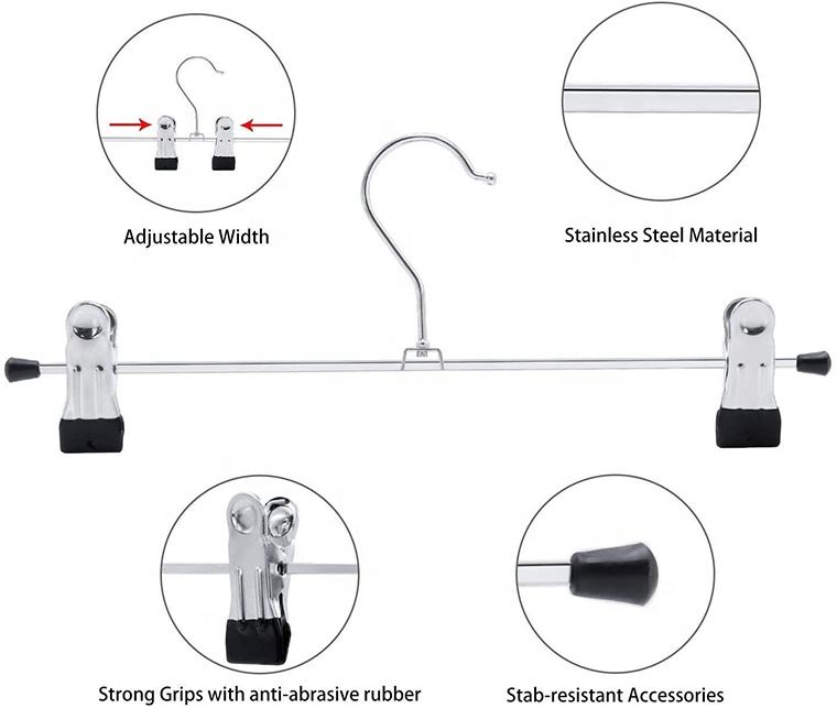 Functional Metal Hanger With Black PVC Covered Clips
