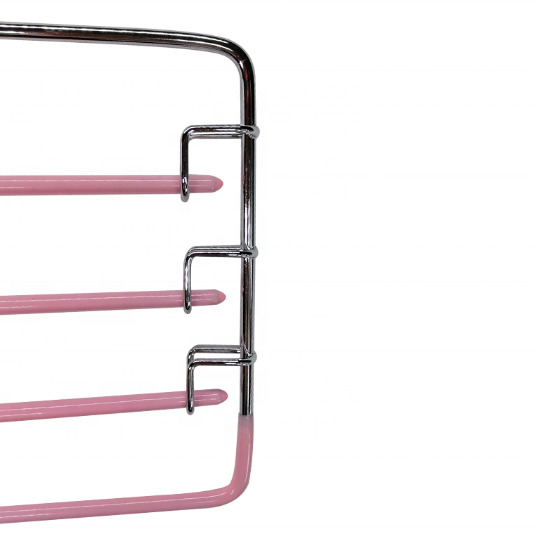 4 Layers Metal Pink Pants Hanger Rubberized Anti slip
