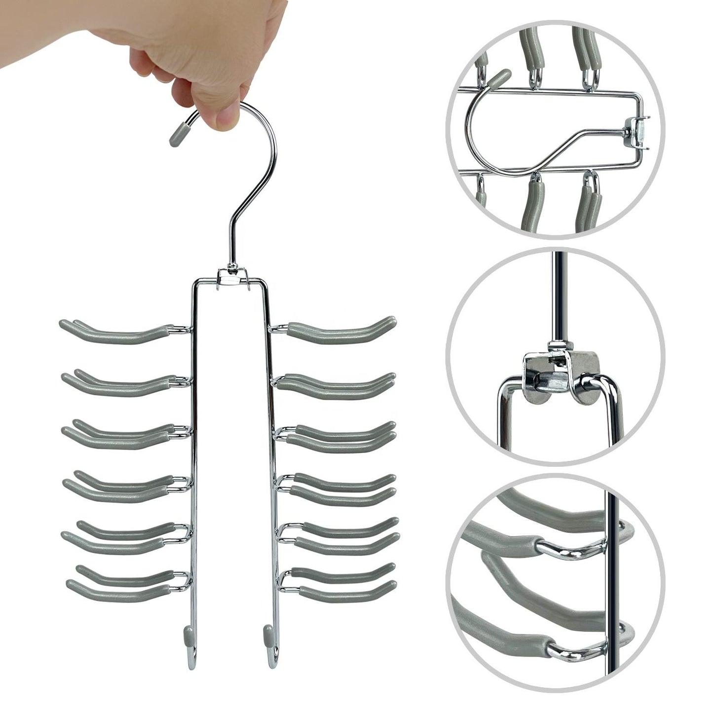 Metal With PVC Coated Anti Slip Tie Hanger