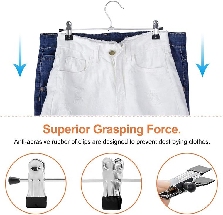 Functional Metal Hanger With Black PVC Covered Clips