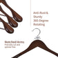 Walnut Brown Wide Shoulder Wooden Hanger With Swivel Hook