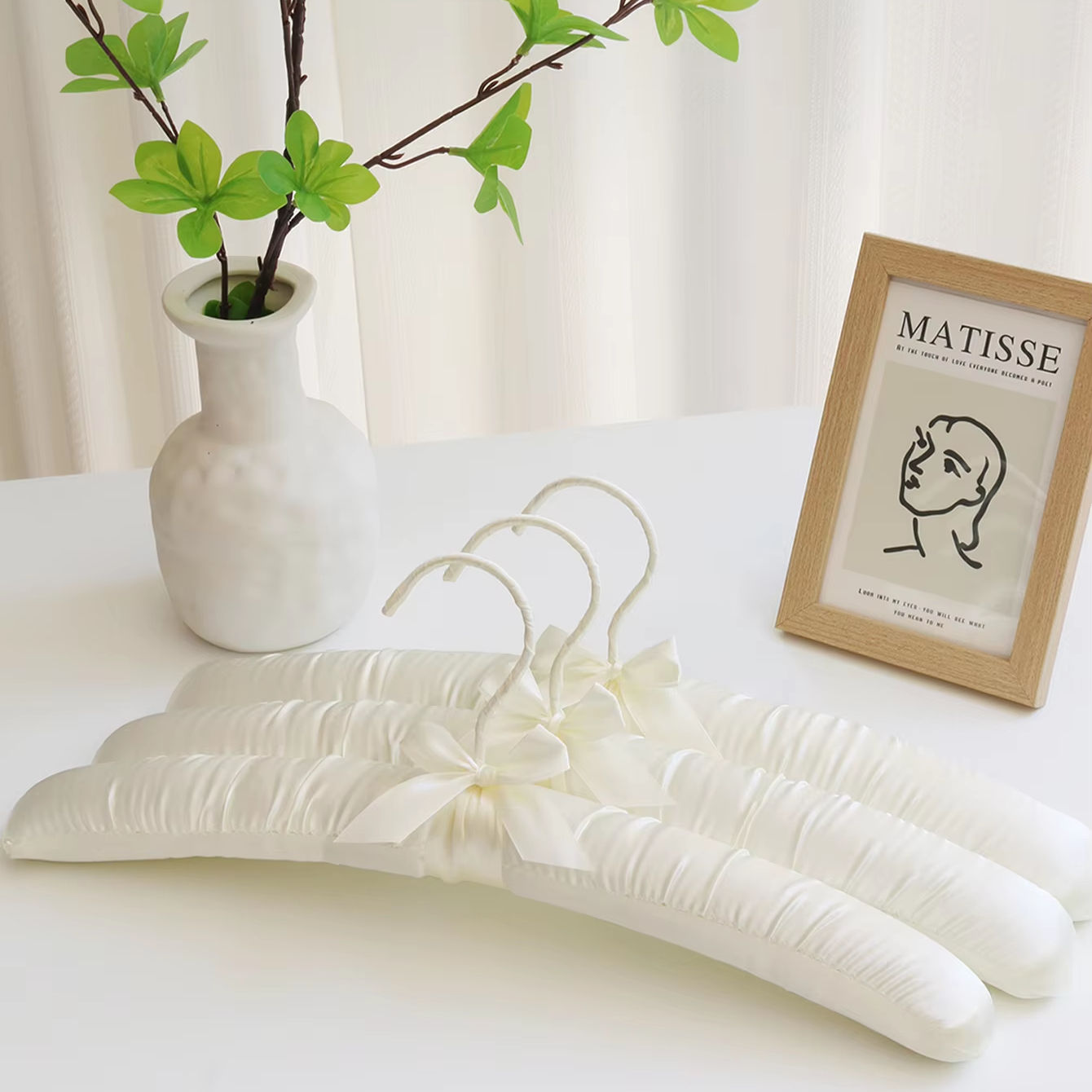 Beige Satin Hanger For Suit Shirt Women Hanger