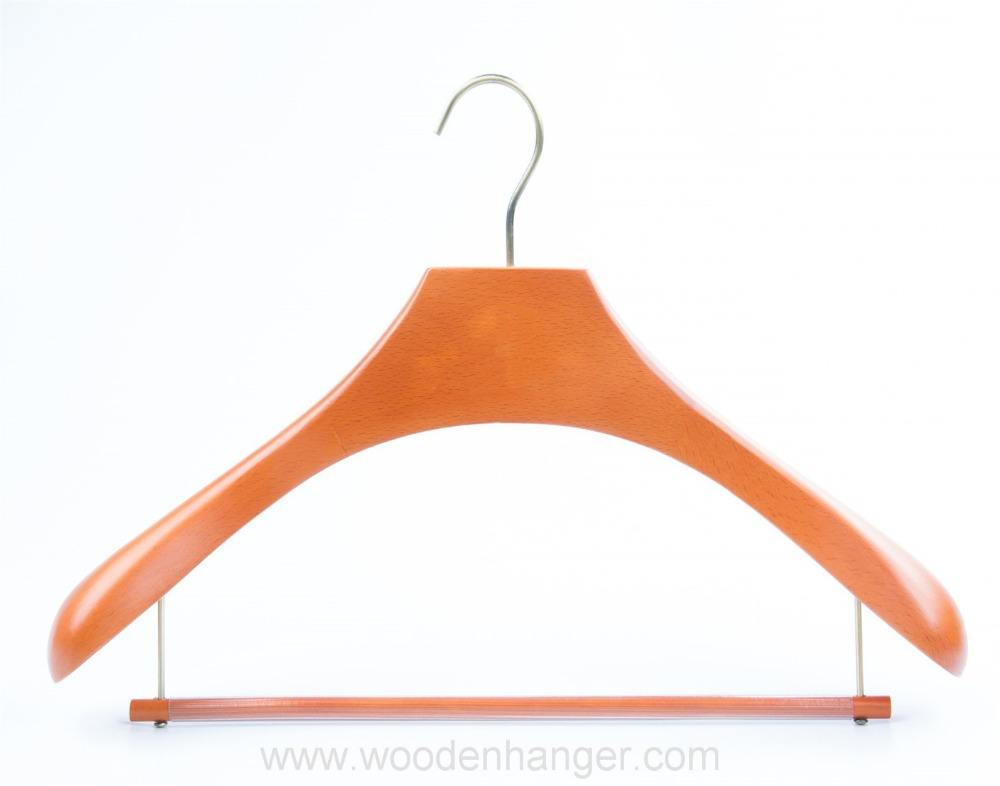 Luxury Beech Wooden Suit Hangers With Anti-slip Bar